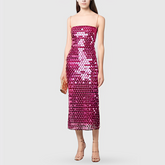 Pink Sequin-embellished Midi Dress