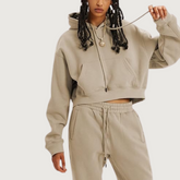 Beige Hoodie And Pants Matching Set