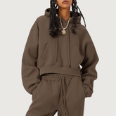 Brown Hoodie And Pants Matching Set