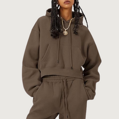 Brown Hoodie And Pants Matching Set