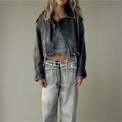 Black Motorcycle Biker Leather Jacket