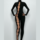 Long sleeve high neck o ring irregular jumpsuit