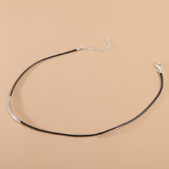 Black Wax Rope Metal Tube Choker