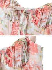 Gioia Lace-Up Floral Midi Dress