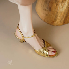 Solea Retro Gold Kitten Heels