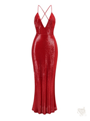 Yelena Sequin Backless Gown