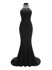 Sylvie Pearl Embellished High Neck Mermaid Gown