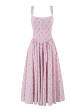 Lily Vintage Lace-Up Floral Midi Dress