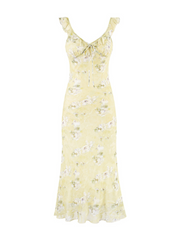 Margaret Lemon Bloom Sheer Maxi Dress