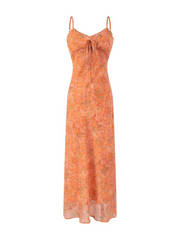 Natalia Orange Floral Sheer Maxi Dress
