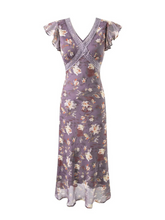 Luana Violet Floral Lace Trim Maxi Dress