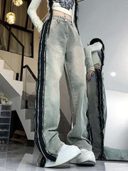 Street Distressed Side Zip Up Boyfriend Jeans