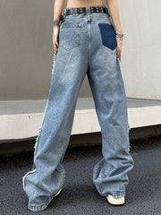 Vintage Multi Pocket Side Raw Trim Cargo Jeans