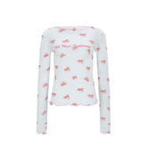 Long sleeve letter print ruffle top