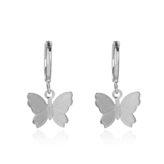 Silver Fluttering Butterfly Earrings and Necklace Set