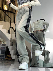 Street Distressed Side Zip Up Boyfriend Jeans