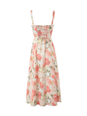 Gioia Lace-Up Floral Midi Dress