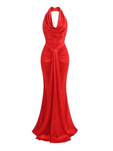 Scarlet Drape Halter Gown