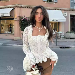 Tamia Ruffled Long Sleeve Corset Top