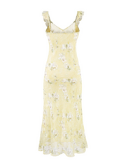 Margaret Lemon Bloom Sheer Maxi Dress