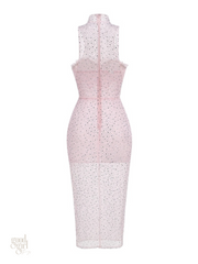 Jade Sheer Rhinestone Mesh Midi Dress