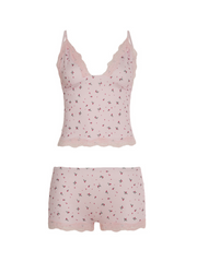 Mirella Lace Trim Pajama Set