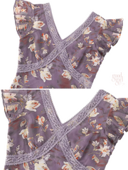 Luana Violet Floral Lace Trim Maxi Dress