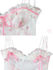 Inara Pink Rose Floral Sheer Mini Dress