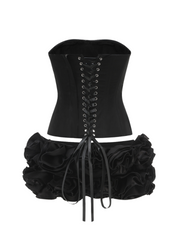 Inna Bloom Corset Skirt Set in Black