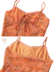 Natalia Orange Floral Sheer Maxi Dress