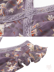 Luana Violet Floral Lace Trim Maxi Dress