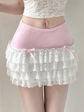Bow Lace Patchwork Color Clash Skirt