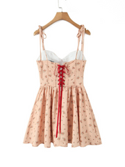 London Peach Corset-Style Floral Mini Dress