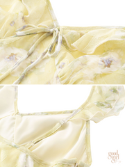 Margaret Lemon Bloom Sheer Maxi Dress