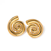 Spiral Gold Plated Stud Earrings