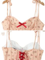 London Peach Corset-Style Floral Mini Dress