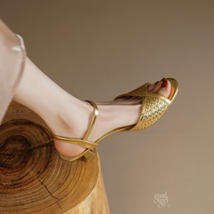 Solea Retro Gold Kitten Heels