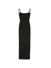 Solid Backless Thigh Split Maxi Dress