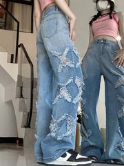 Vintage High Rise Ripped Boyfriend Jeans