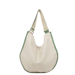 Green Trim Round Canvas Tote Bag
