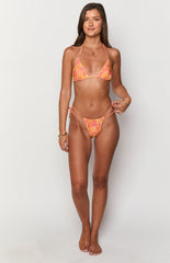 9.0 Swim Oceania Orange Floral Triangle Bikini Top