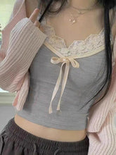 Lace Trim Bow Tie Up Cami Top