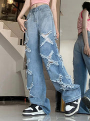 Vintage High Rise Ripped Boyfriend Jeans