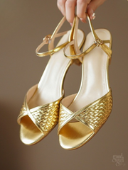 Solea Retro Gold Kitten Heels
