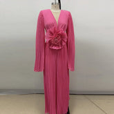 Pink 3D Floral Maxi Dress