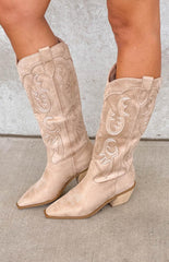 Tulie Beige Cowboy Boots