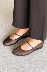 Billini Gilda Black Mesh Ballet Flats