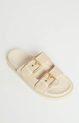 Tenzin Cream Linen Slides