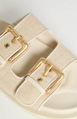 Tenzin Cream Linen Slides