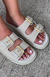Tenzin Cream Linen Slides